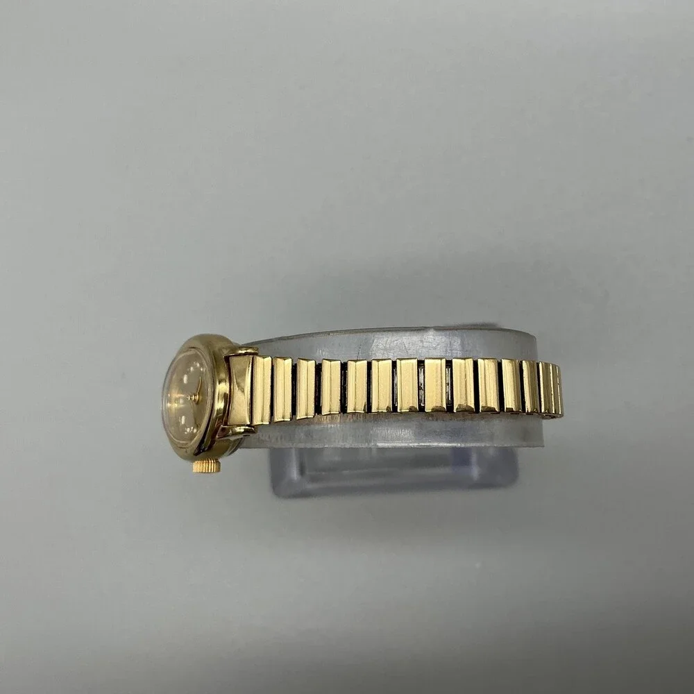 Timex Womens Watch 18mm Champagne Dial Gold Tone Oval Stretch Band New Battery